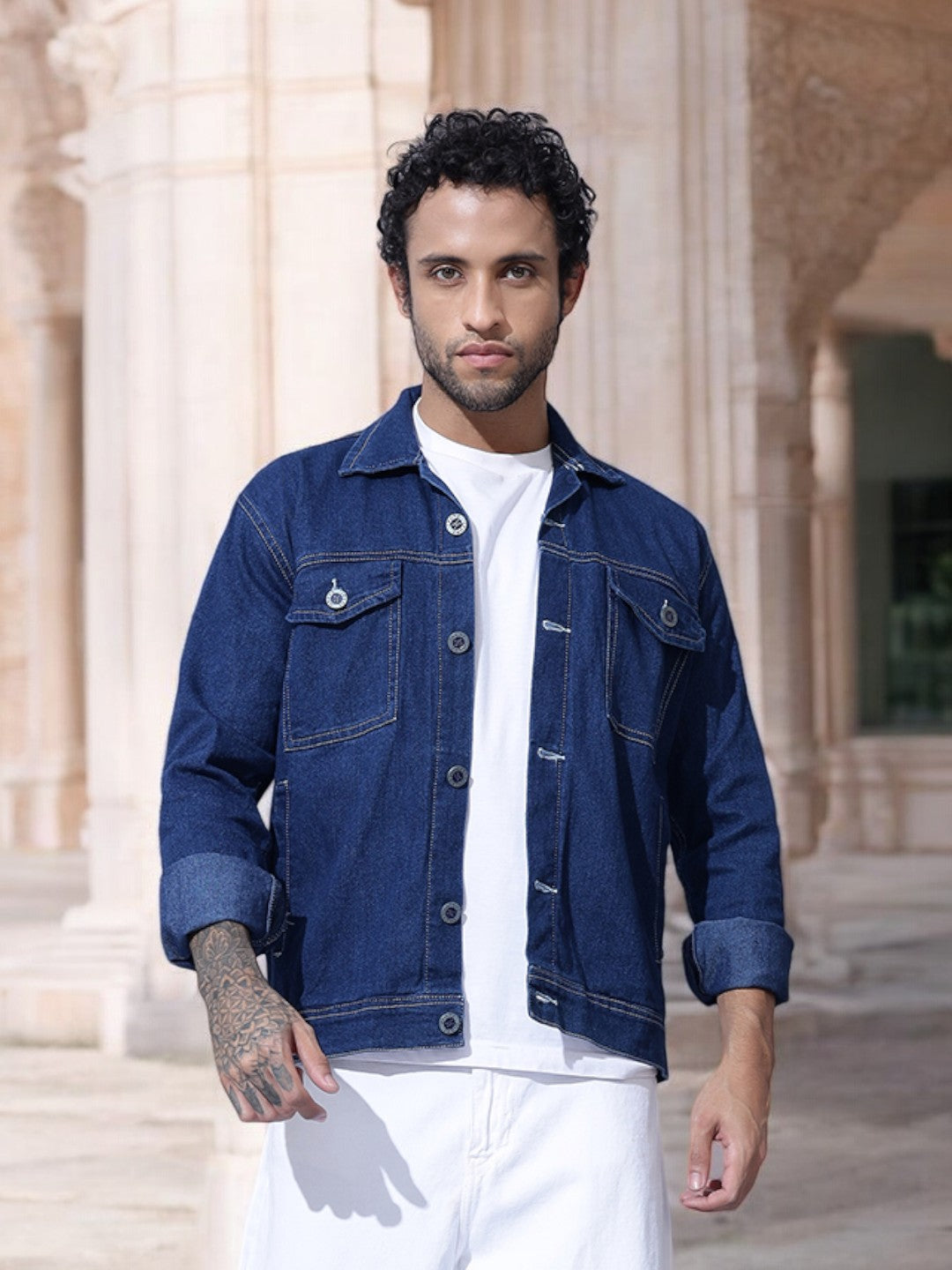 INDIGO DOUBLE BOX POCKET BLUE DENIM JACKET