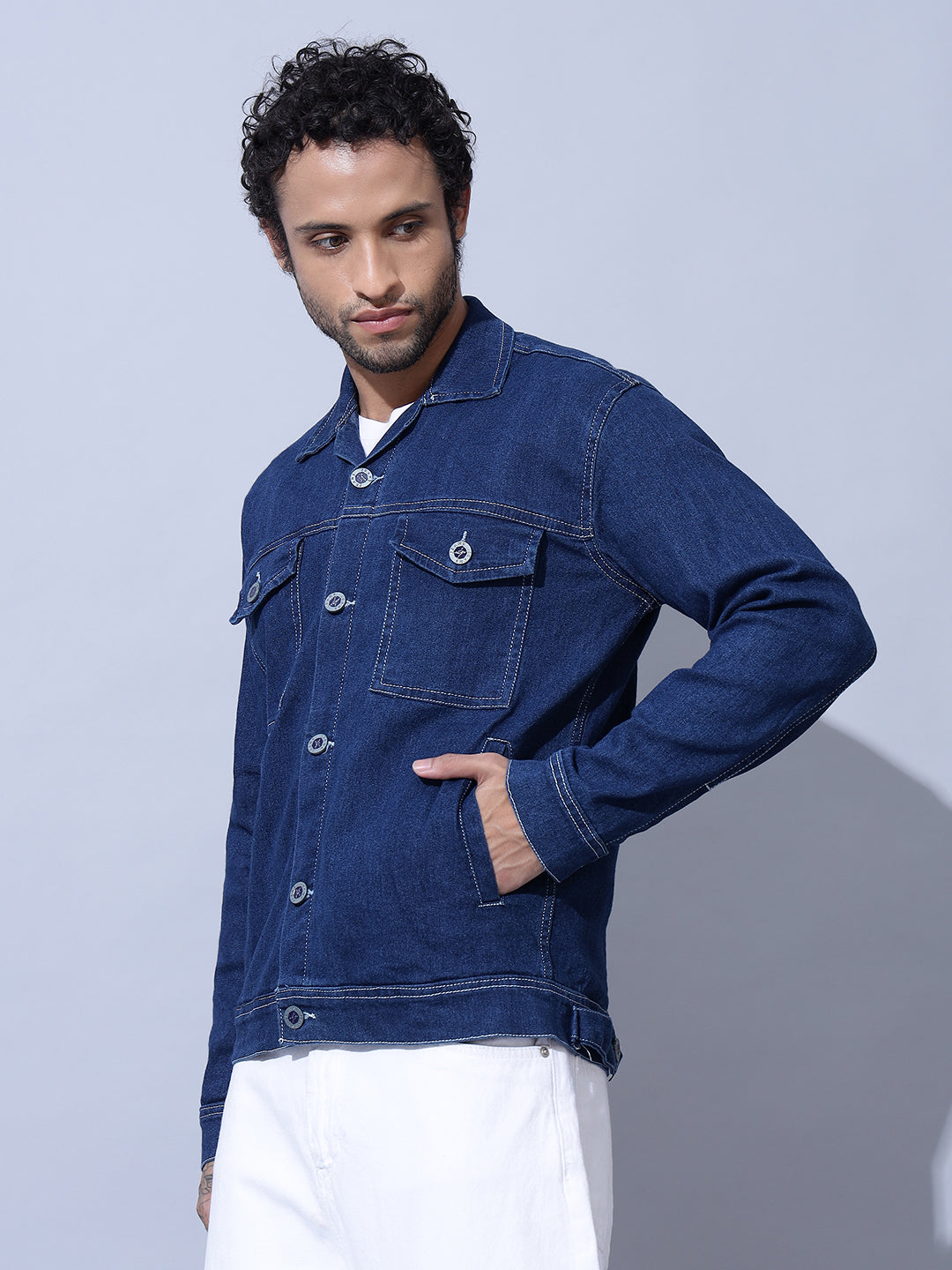 INDIGO DOUBLE BOX POCKET BLUE DENIM JACKET