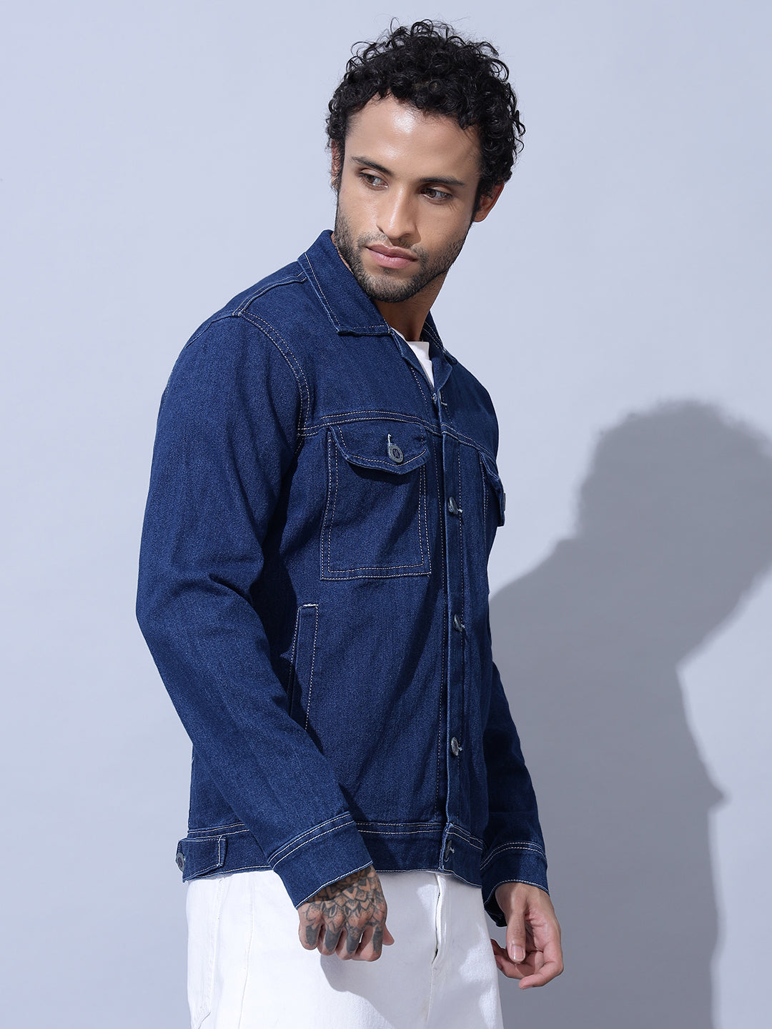 INDIGO DOUBLE BOX POCKET BLUE DENIM JACKET