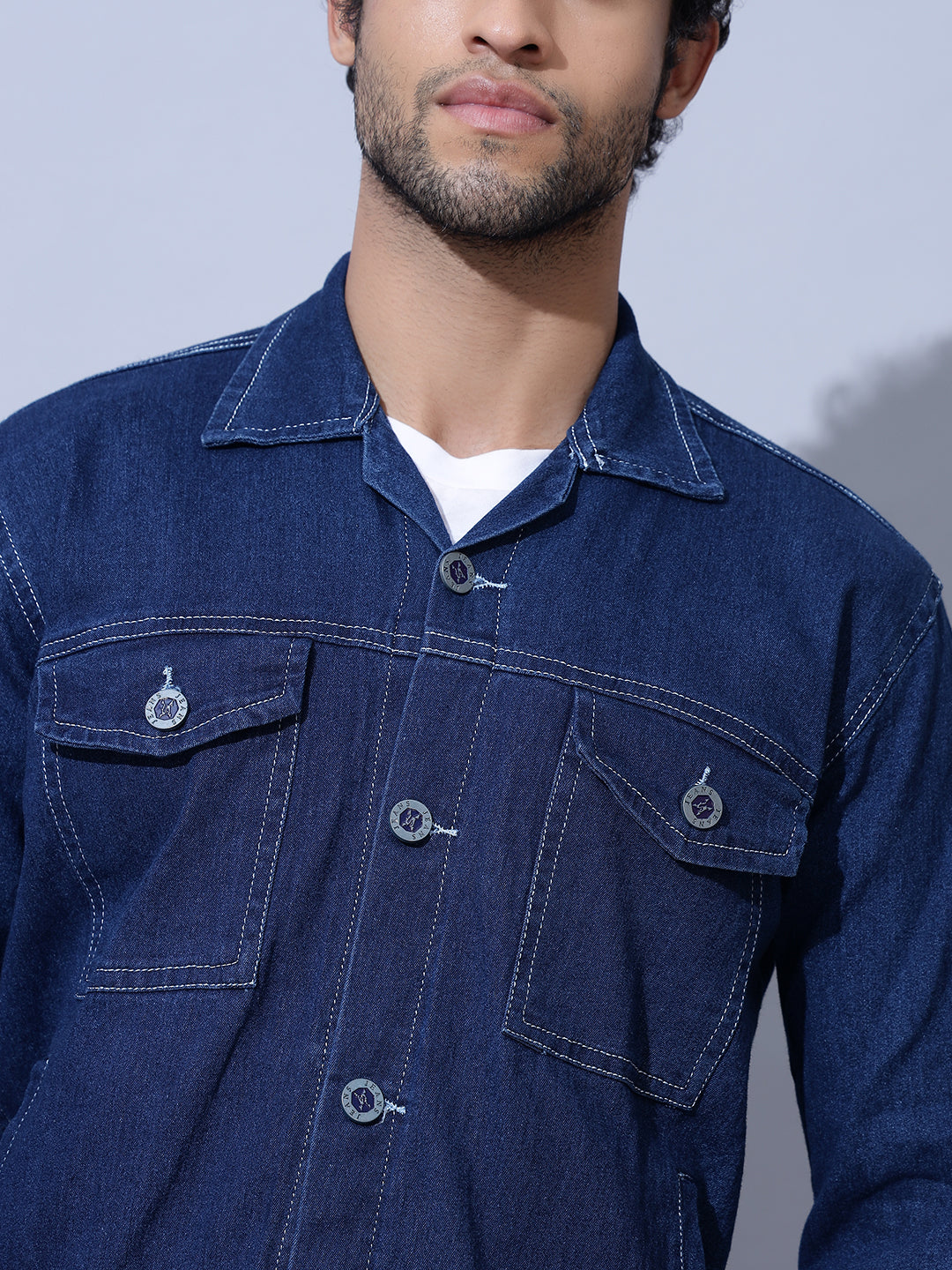 INDIGO DOUBLE BOX POCKET BLUE DENIM JACKET