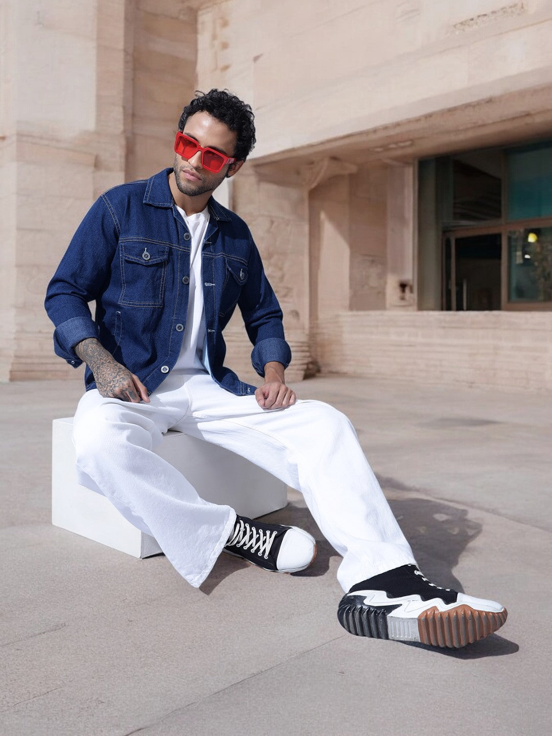 INDIGO DOUBLE BOX POCKET BLUE DENIM JACKET