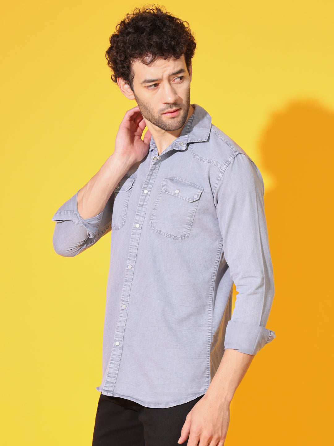 POPULAR DOUBLE POCKET SIMPLE RFD LIGHT GREY SHIRT