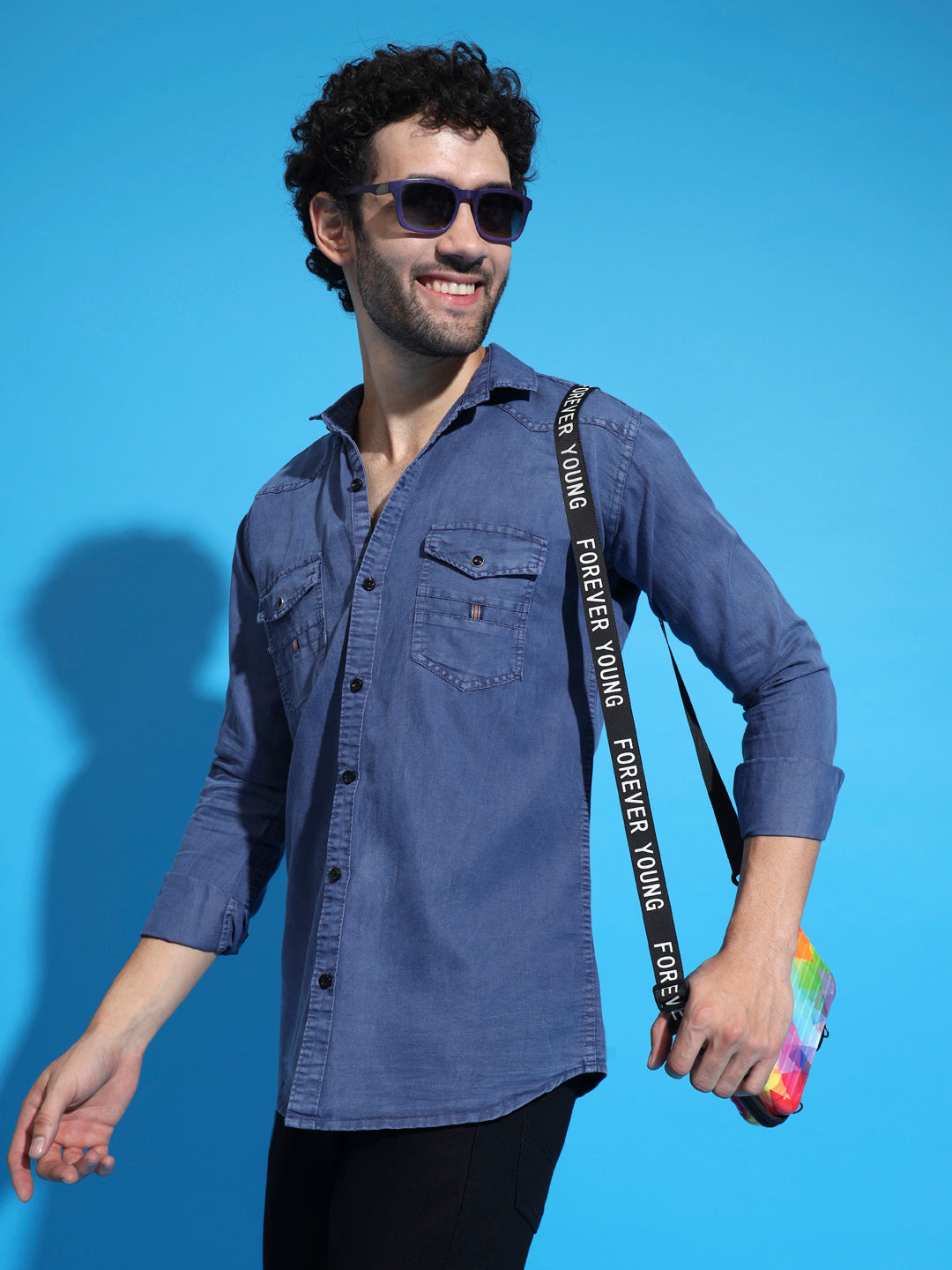 DOUBLE FLAP POCKET RFD BLUE SHIRT