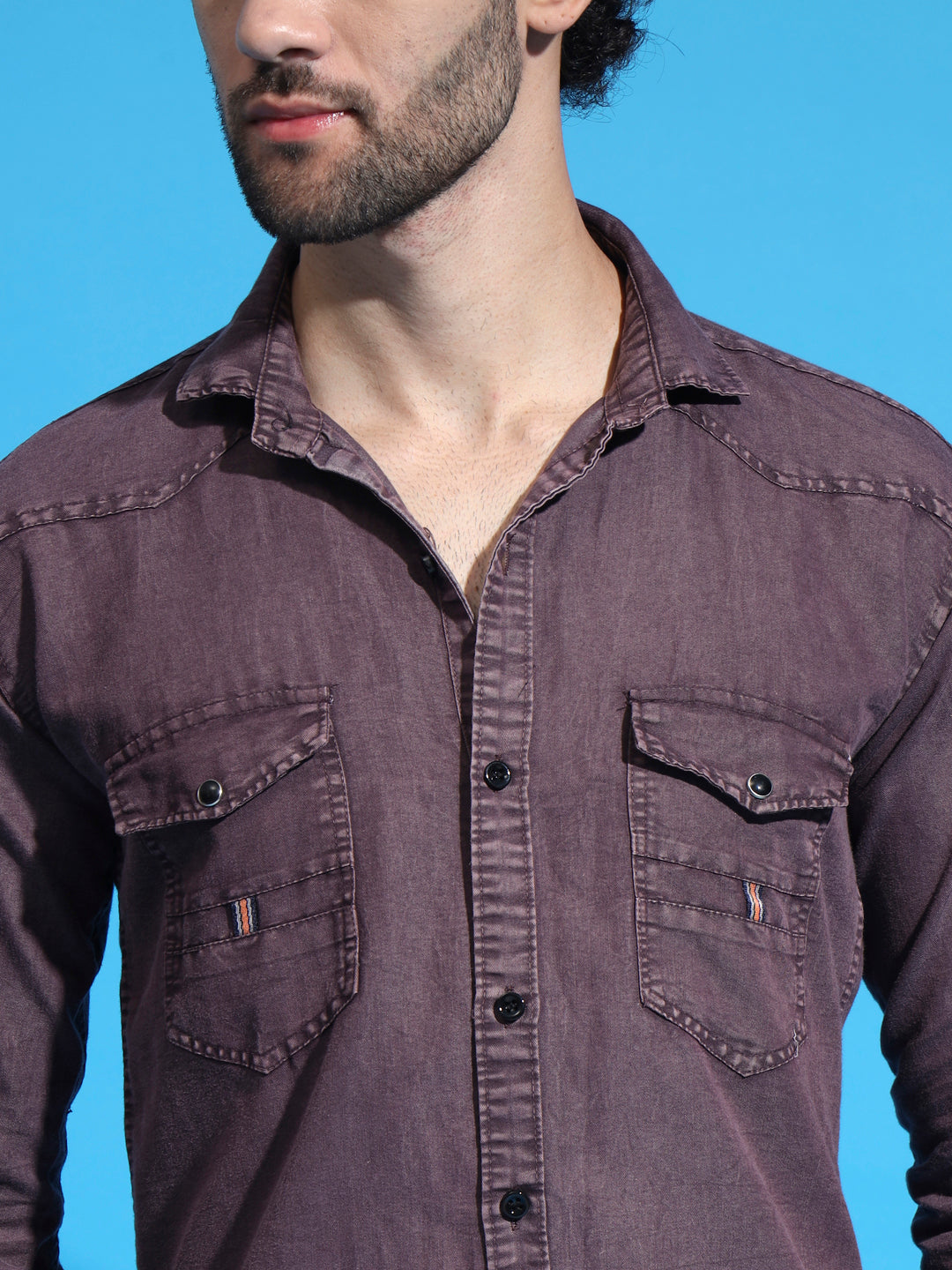 DOUBLE FLAP POCKET RFD MAROON SHIRT