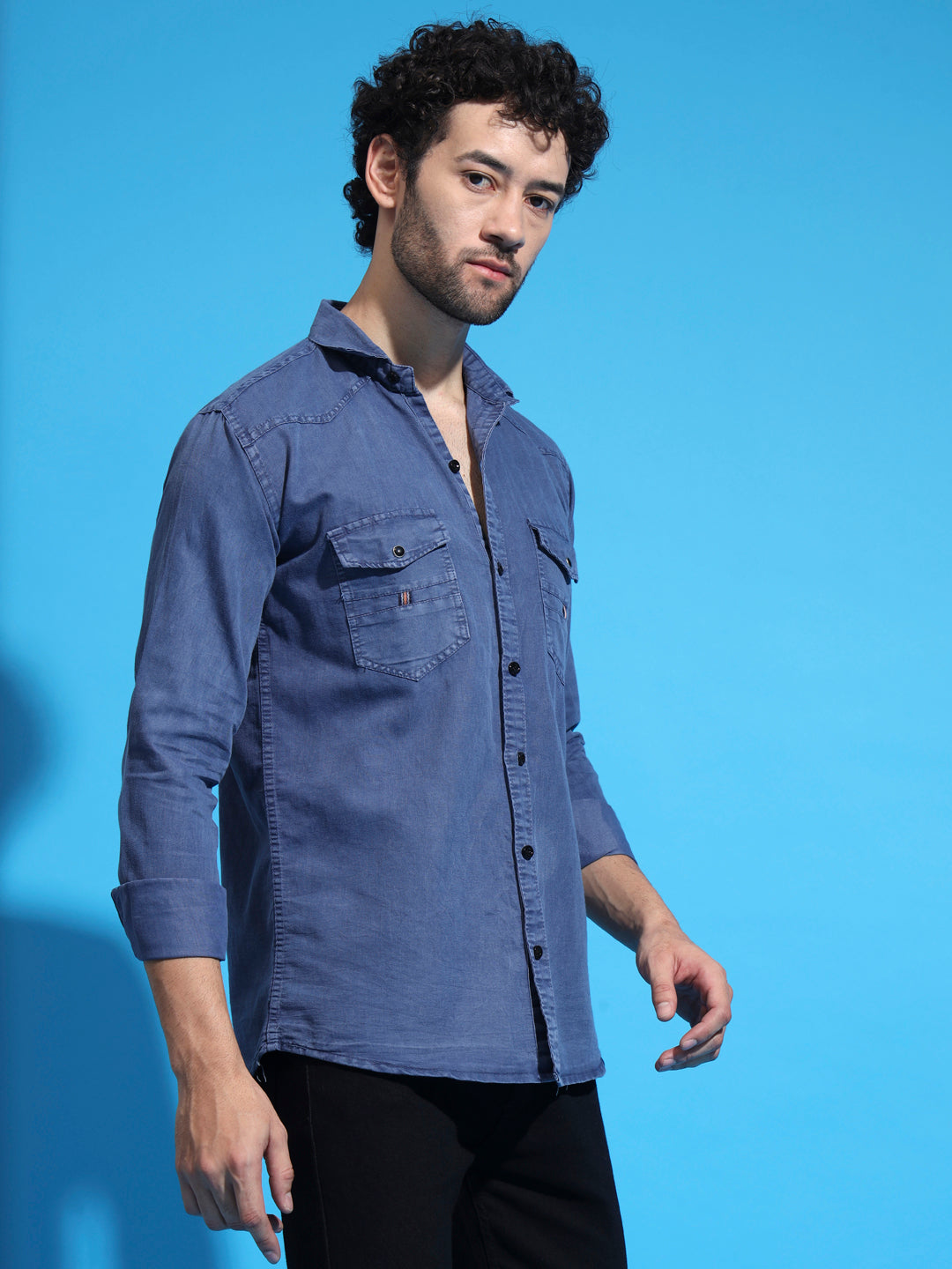 DOUBLE FLAP POCKET RFD BLUE SHIRT