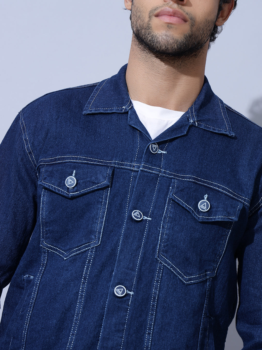 Indigo Double Pocket Blue Denim Jacket-Closer
