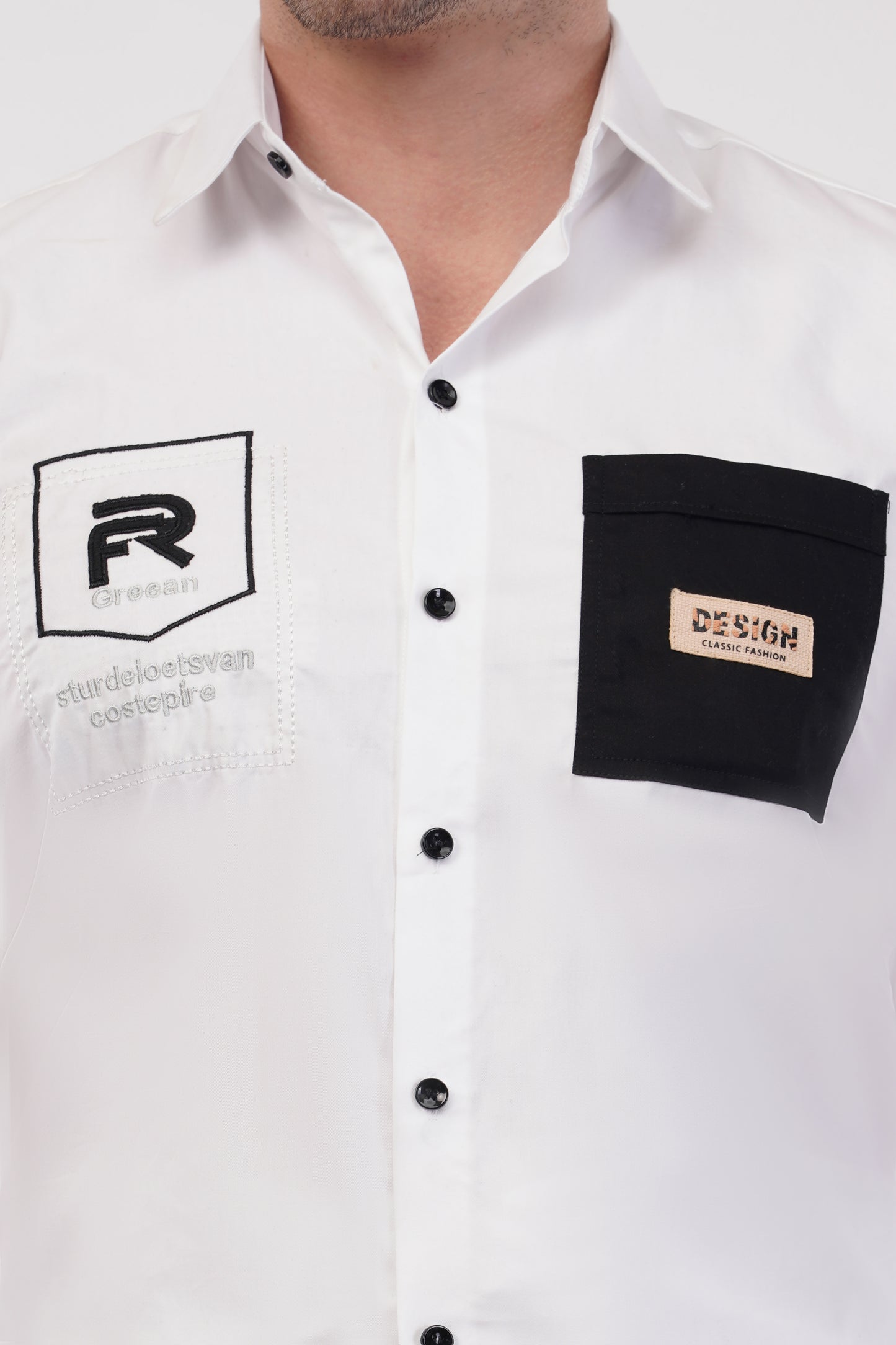 Chalk White Embroidery Shirt