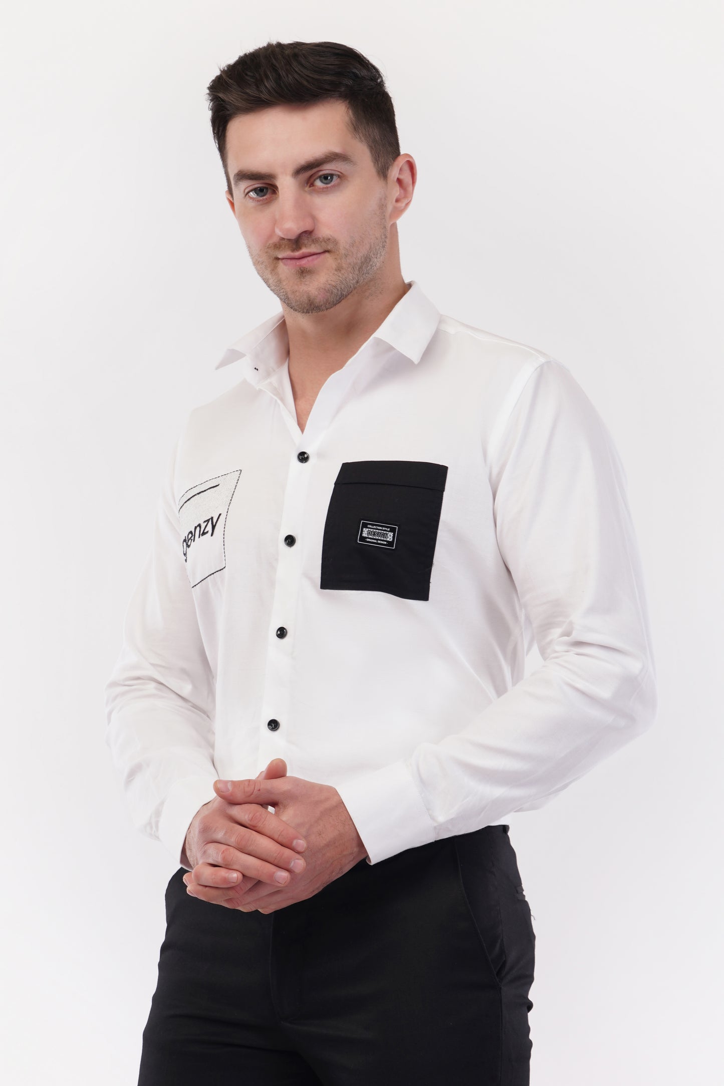 Chalk White Genzy Embroidery Shirt