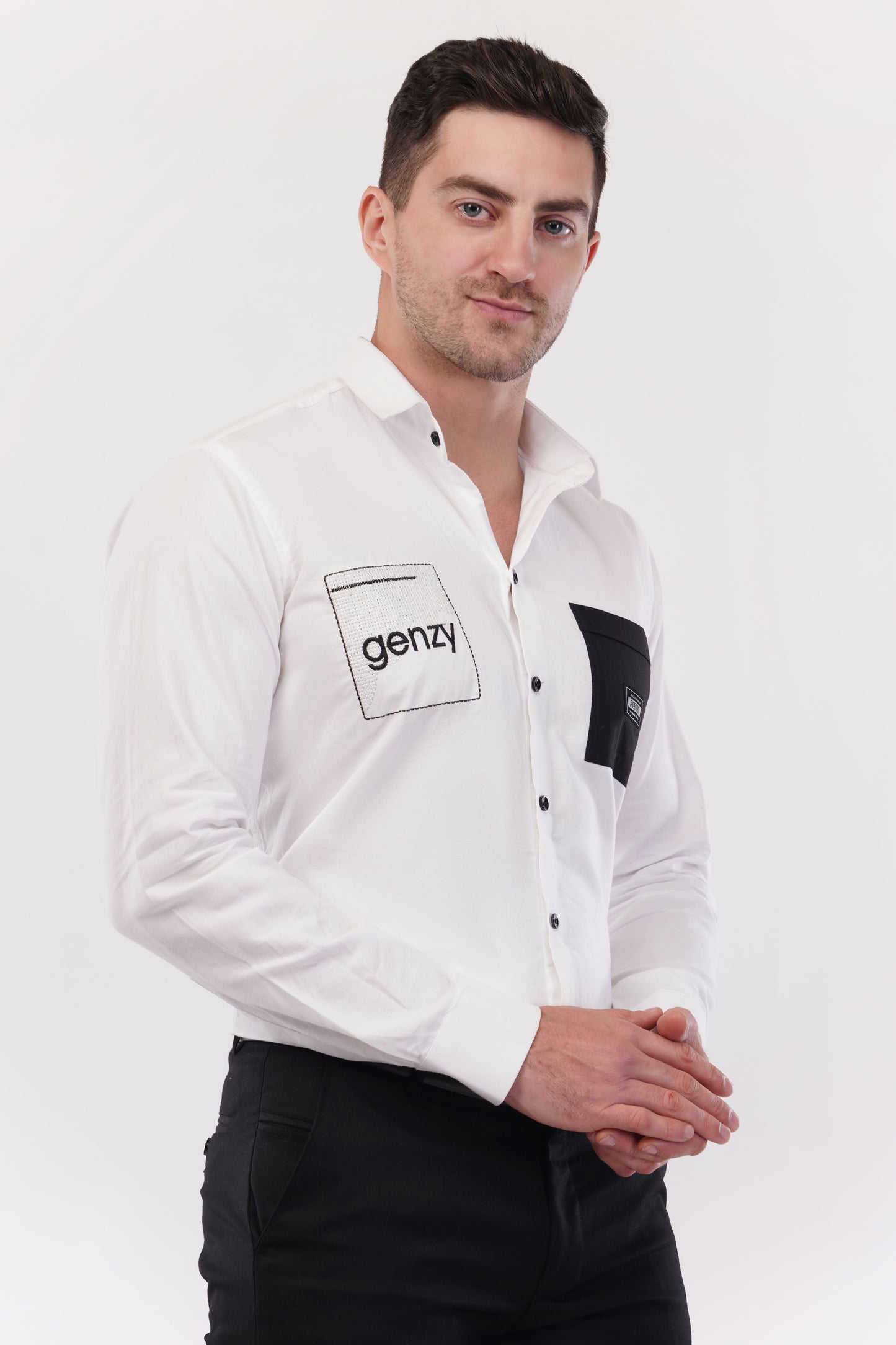 Chalk White Genzy Embroidery Shirt