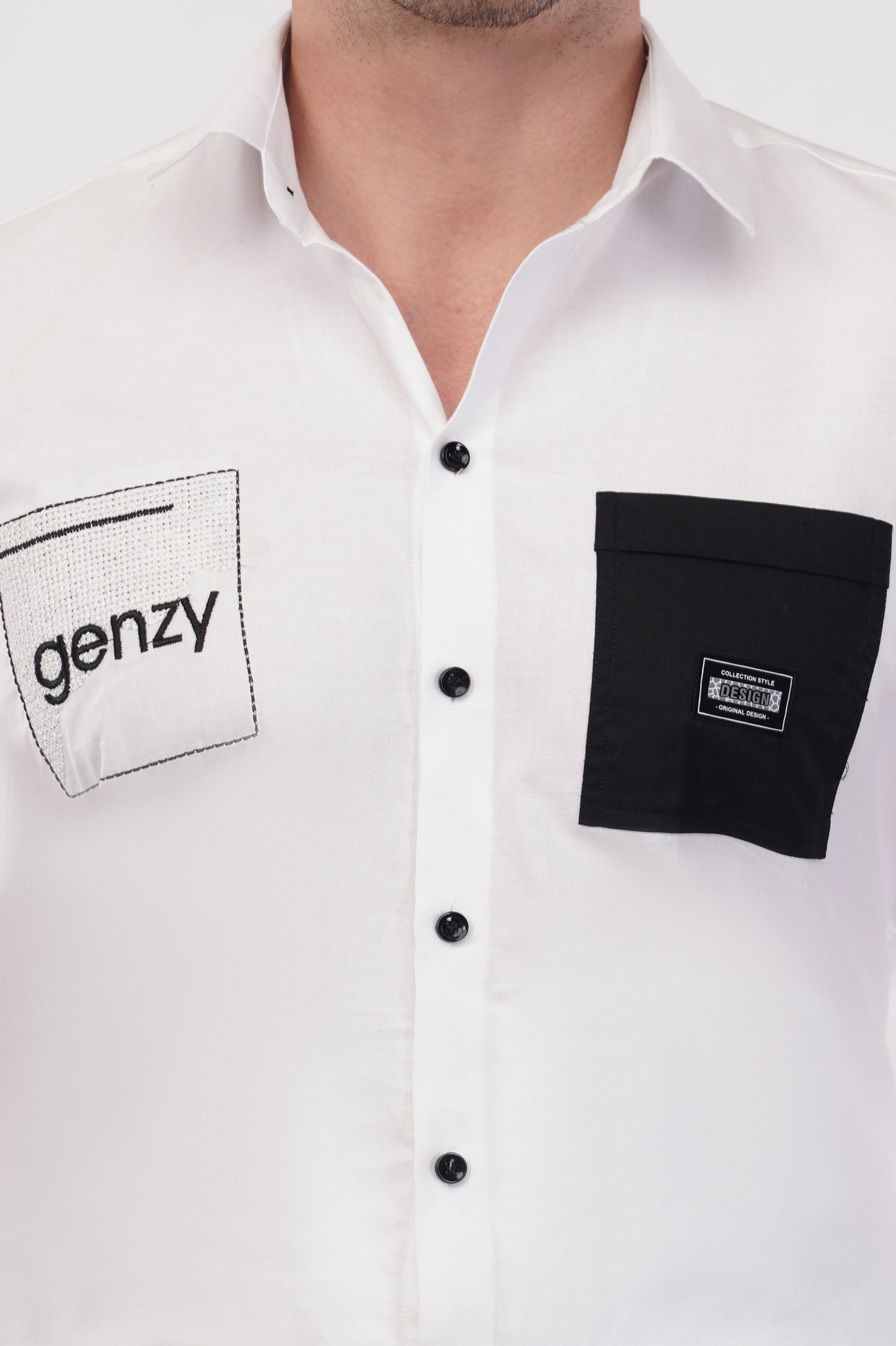 Chalk White Genzy Embroidery Shirt