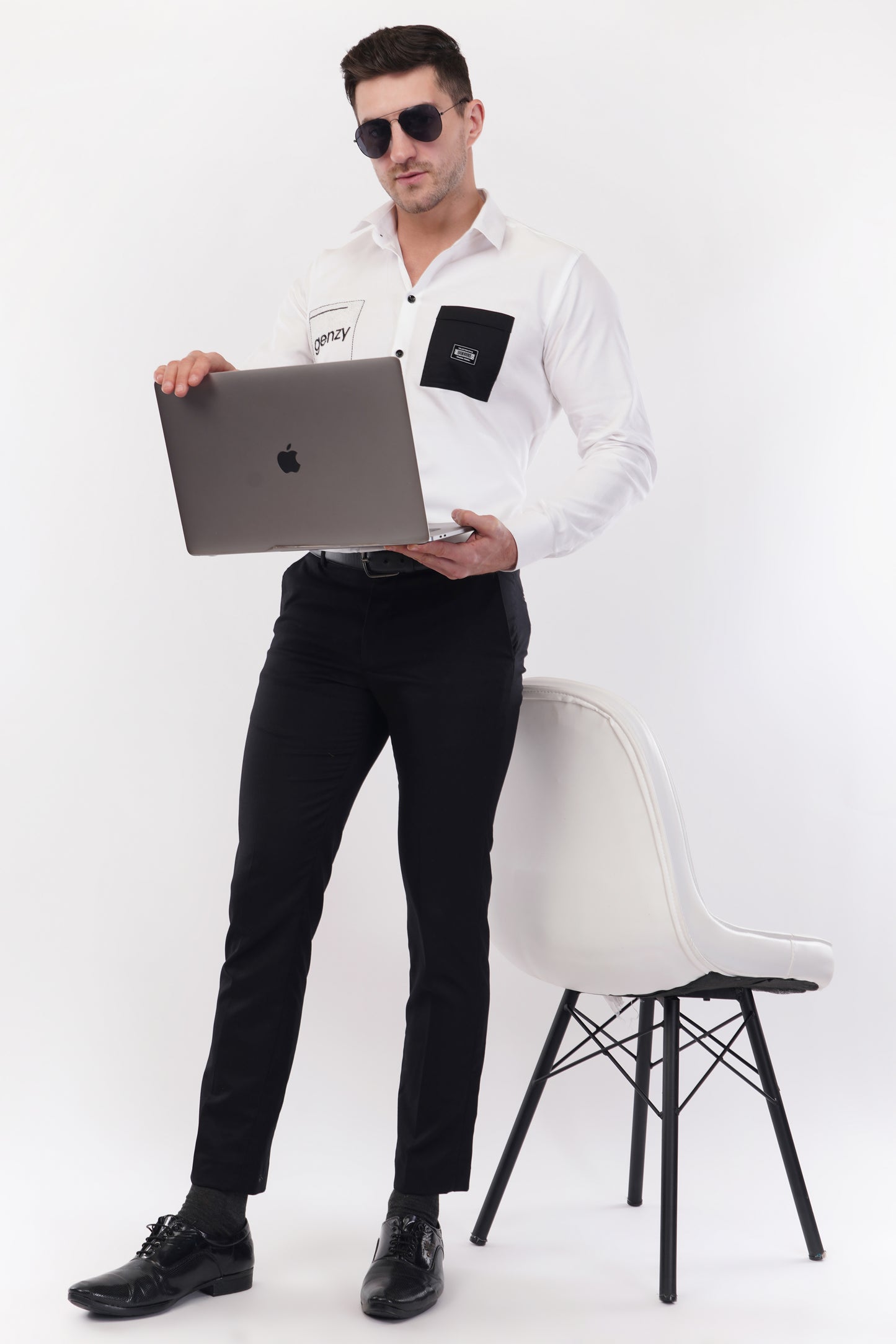 Chalk White Genzy Embroidery Shirt