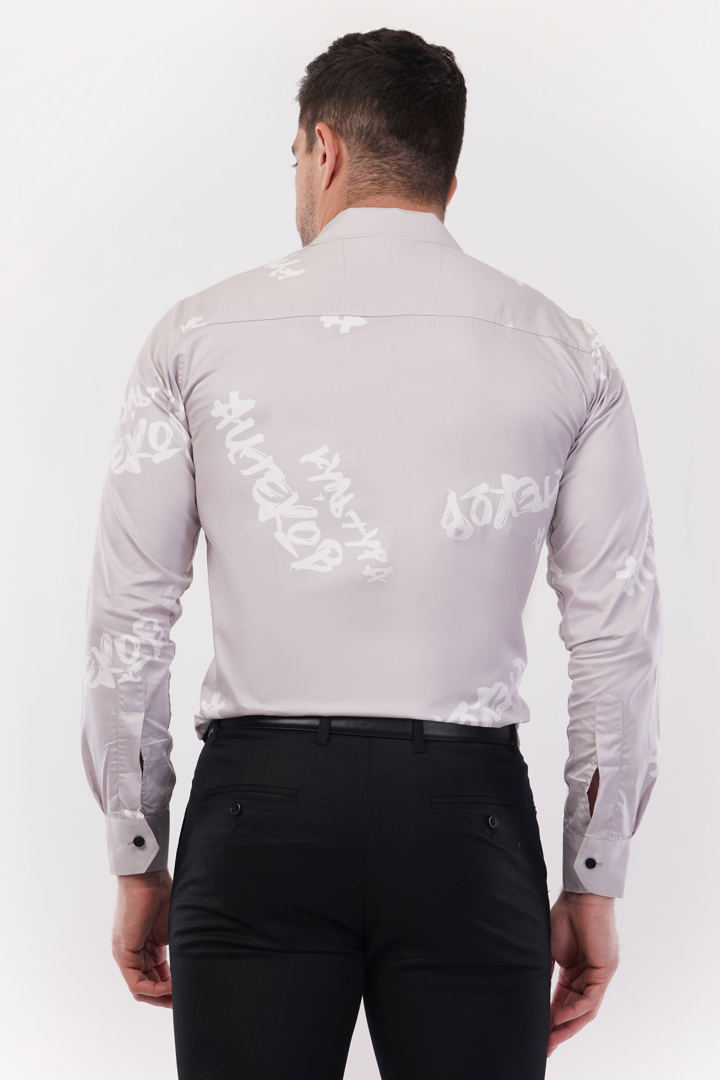 Alphabet Lavender Purple Cotton Digital Printed Shirt