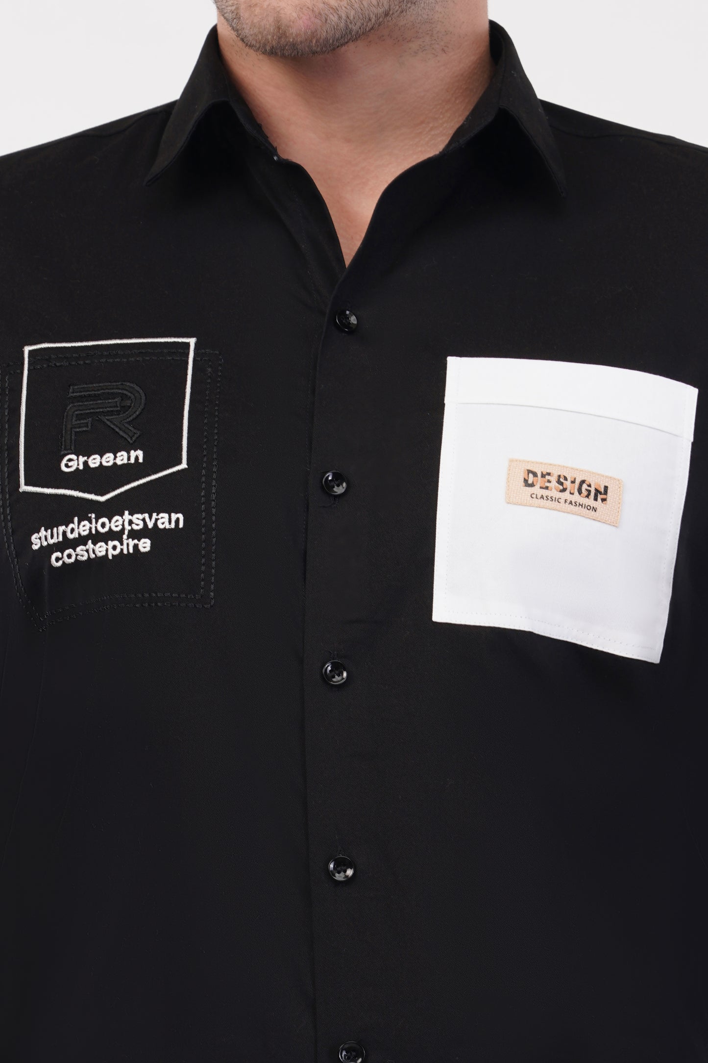 Chinese Black Embroidery Shirt
