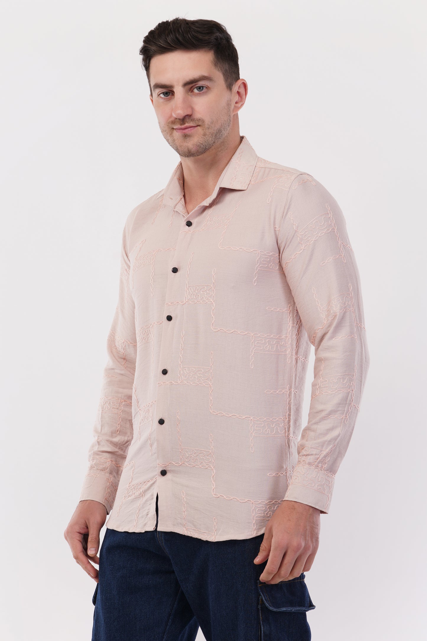 Pastel Grey Embroidery Shirt