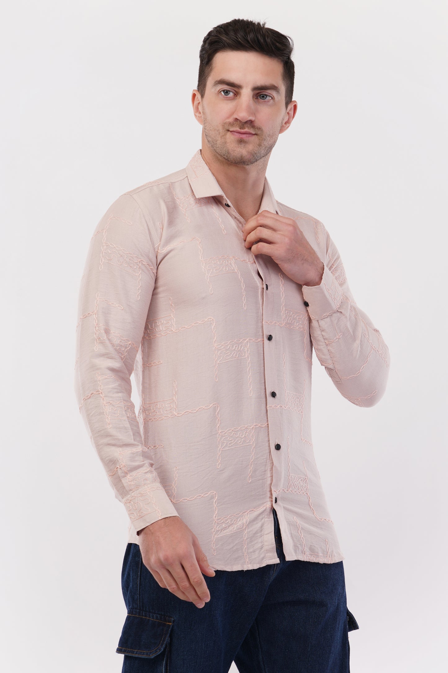 Pastel Grey Embroidery Shirt