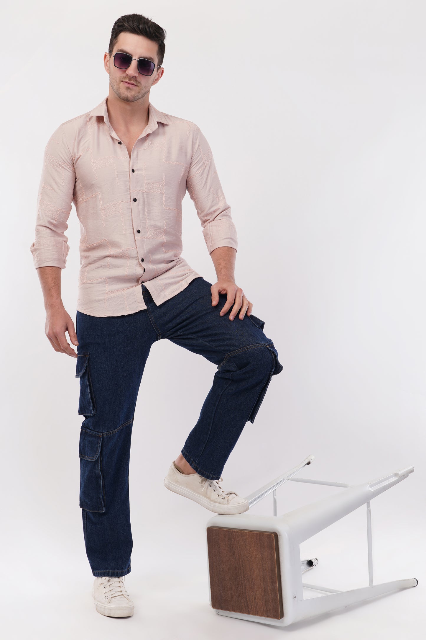 Pastel Grey Embroidery Shirt