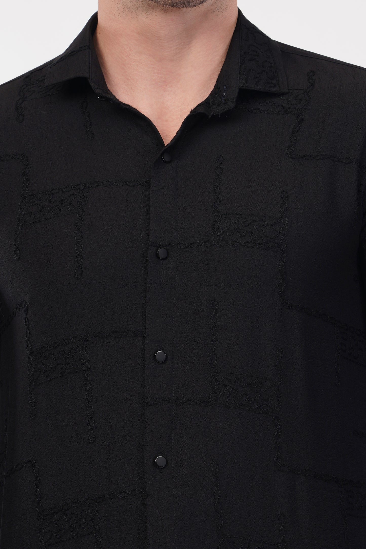 Aswad Black Embroidery Shirt