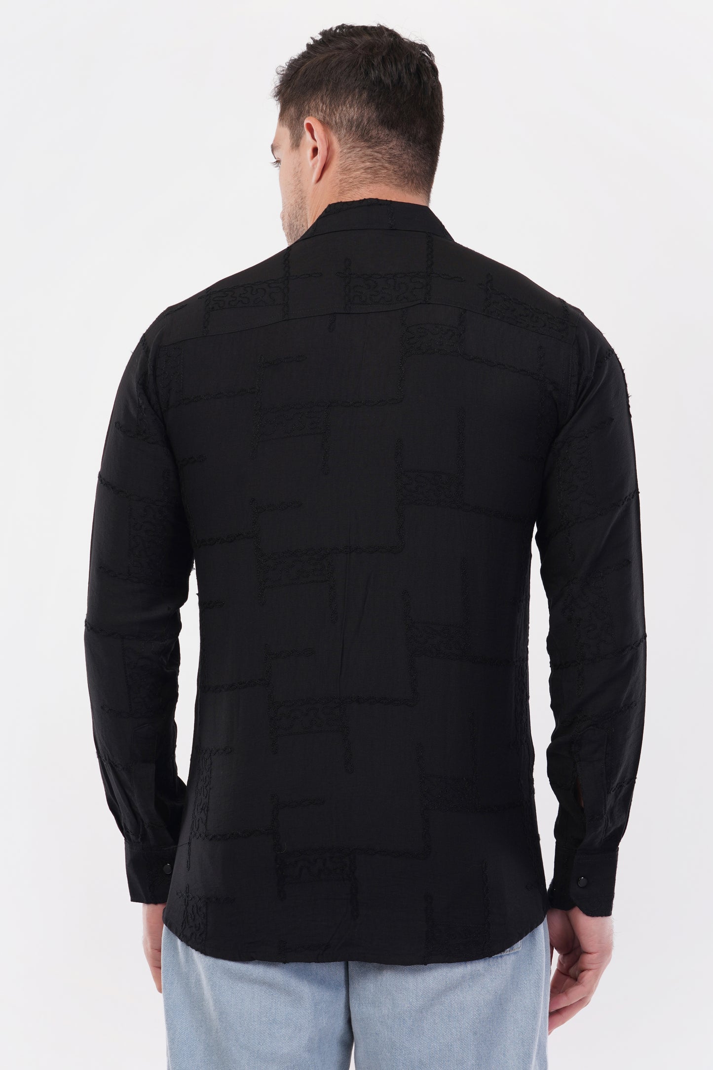 Aswad Black Embroidery Shirt