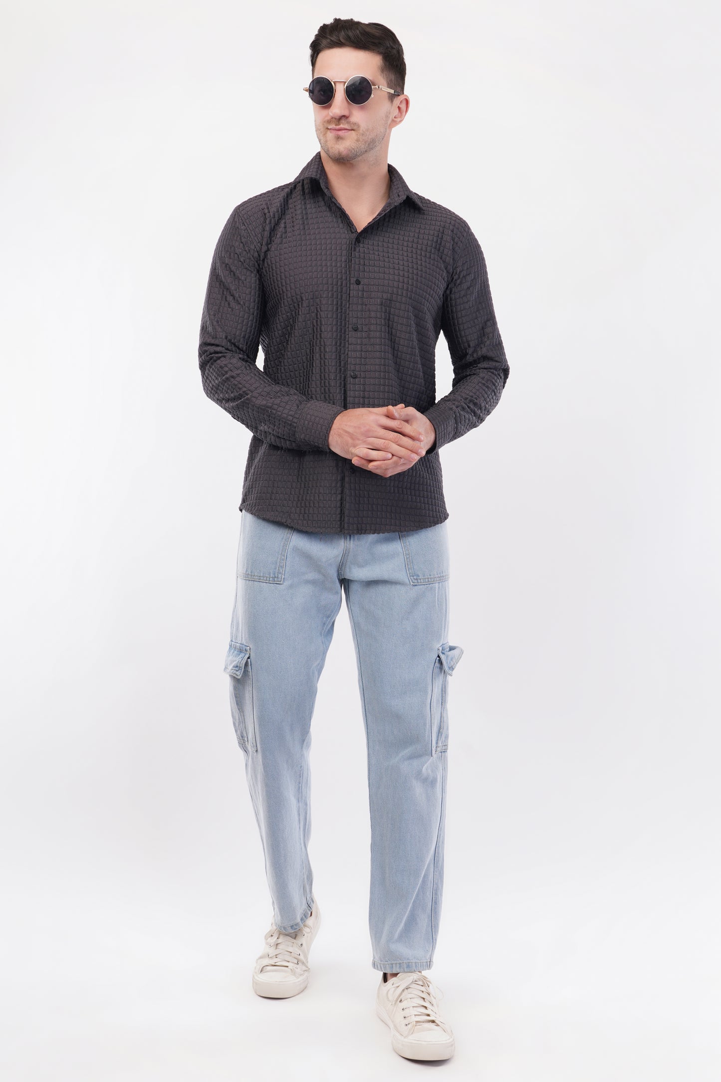 Taupe Purple Capsule Textured Shirt
