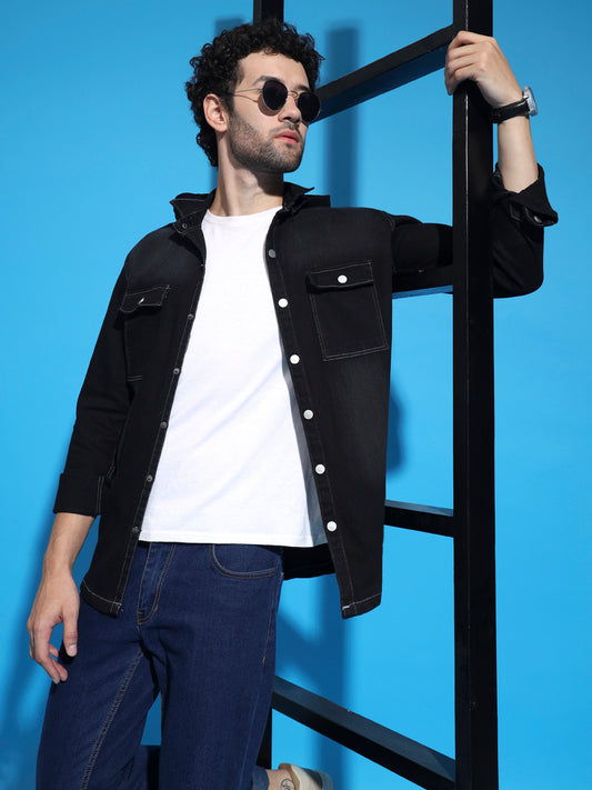 BLACK DENIM SHIRT