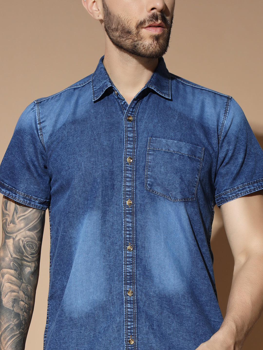 SHORT SLEEVE DENIM SHIRT