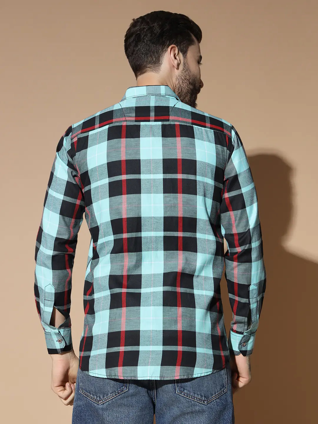 DOUBLE POCKET NEW STYLISH GREEN CHECK SHIRT