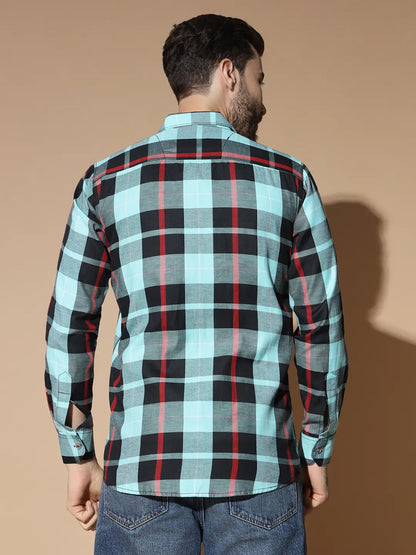 DOUBLE POCKET NEW STYLISH GREEN CHECK SHIRT