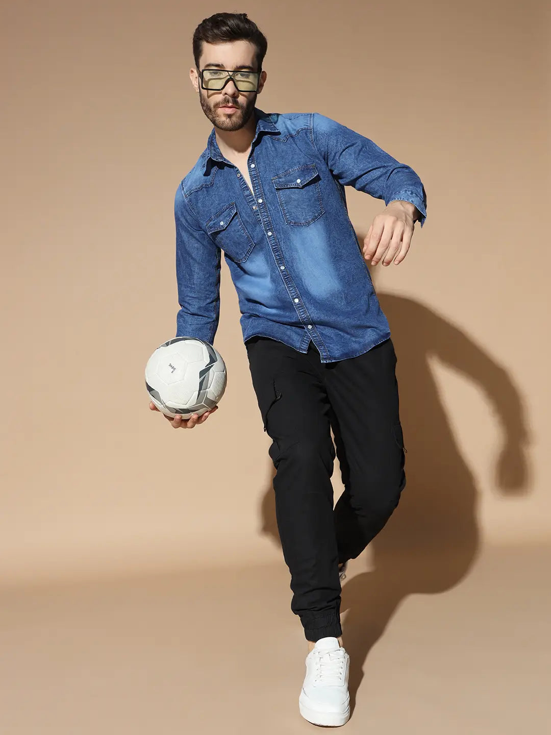 DOUBLE POCKET BLUE DENIM SHIRT