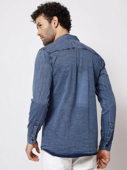 DOUBLE POCKET ACID BLUE INDIGO DENIM SHIRT