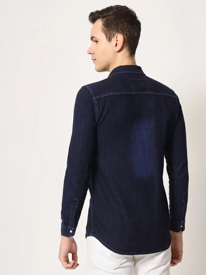 DOUBLE POCKET BLUE DENIM SHIRT