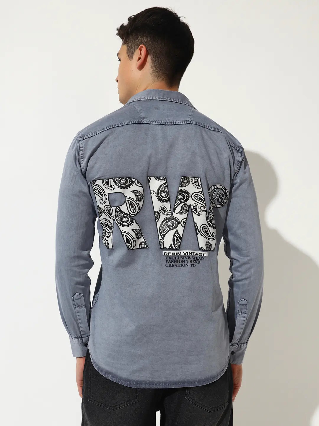 DOUBLE POCKET BACK PRINTED GREY RFD CARGO SHIRT