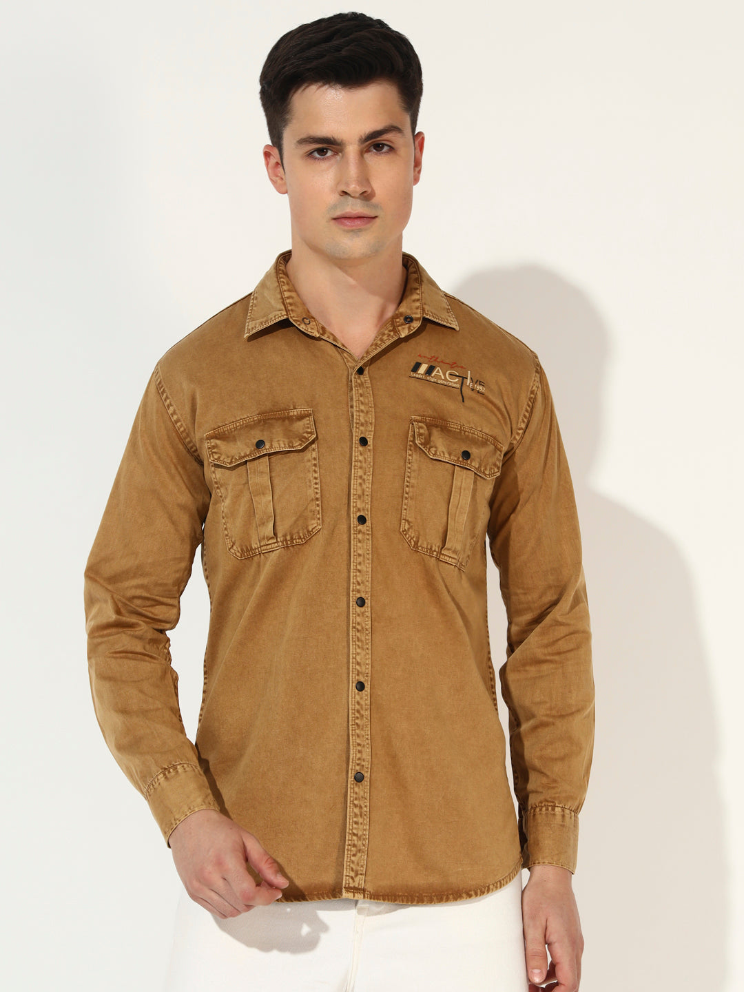 DOUBLE POCKET BACK PRINTED GREY RFD CARGO SHIRT