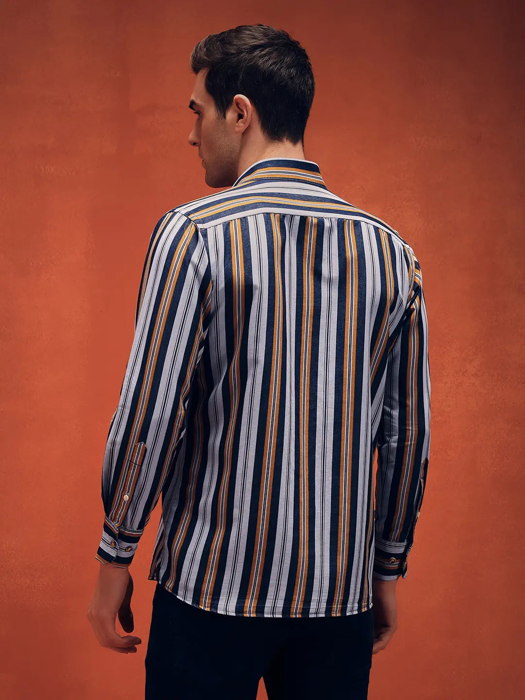 Men's Stripes yellow Denim Shirt