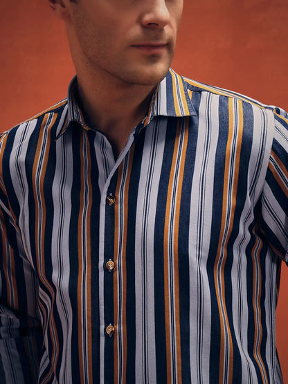Men's Stripes yellow Denim Shirt