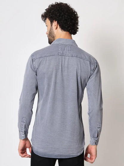 DOUBLE POCKET COTTON RFD GREY SHIRT