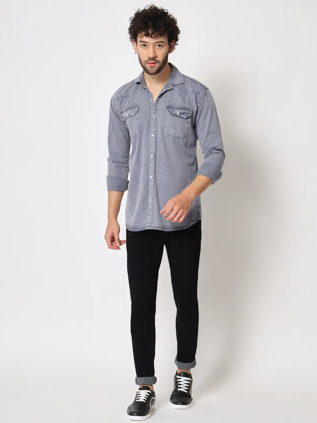 DOUBLE POCKET COTTON RFD GREY SHIRT