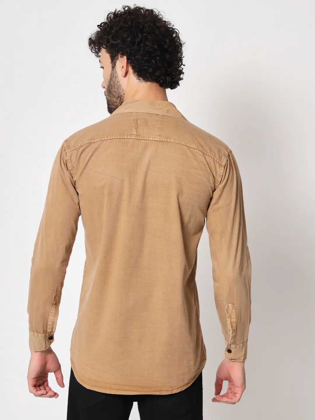 DOUBLE POCKET COTTON RFD BROWN SHIRT