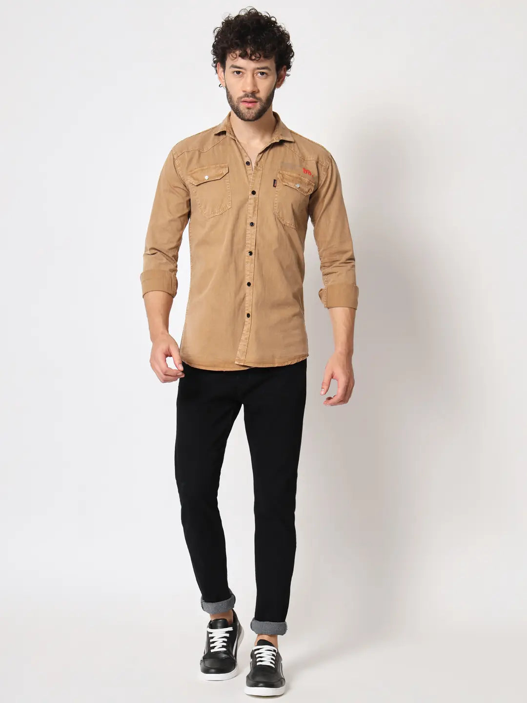 DOUBLE POCKET COTTON RFD BROWN SHIRT