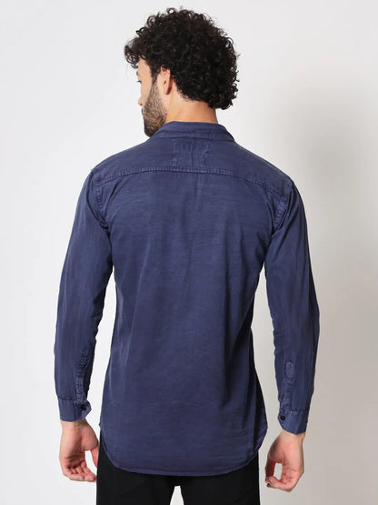 DOUBLE POCKET COTTON RFD BLUE SHIRT