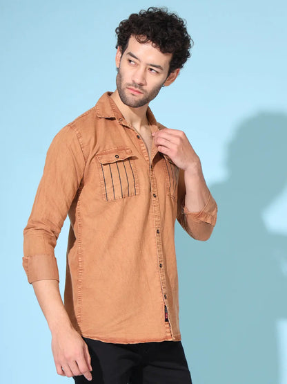 STYLISH DOUBLE POCKET RUST RFD SHIRT