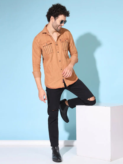 STYLISH DOUBLE POCKET RUST RFD SHIRT