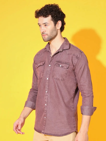 POPULAR DOUBLE POCKET SIMPLE RFD MEHROON SHIRT