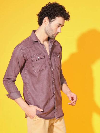 POPULAR DOUBLE POCKET SIMPLE RFD MEHROON SHIRT