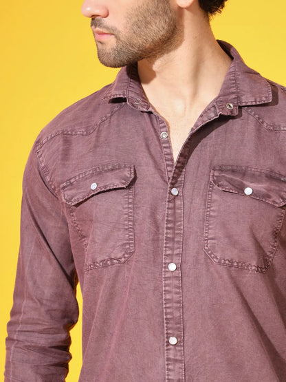 POPULAR DOUBLE POCKET SIMPLE RFD MEHROON SHIRT