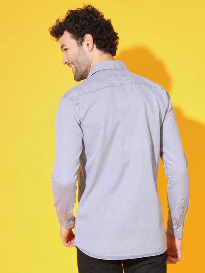 POPULAR DOUBLE POCKET SIMPLE RFD LIGHT GREY SHIRT