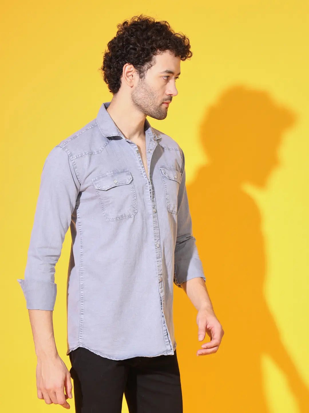 POPULAR DOUBLE POCKET SIMPLE RFD LIGHT GREY SHIRT
