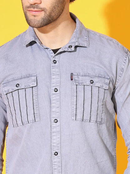 STYLISH DOUBLE POCKET LIGHT GREY RFD SHIRT