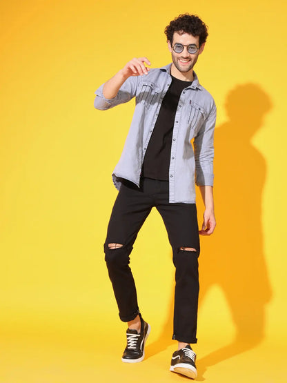 STYLISH DOUBLE POCKET LIGHT GREY RFD SHIRT