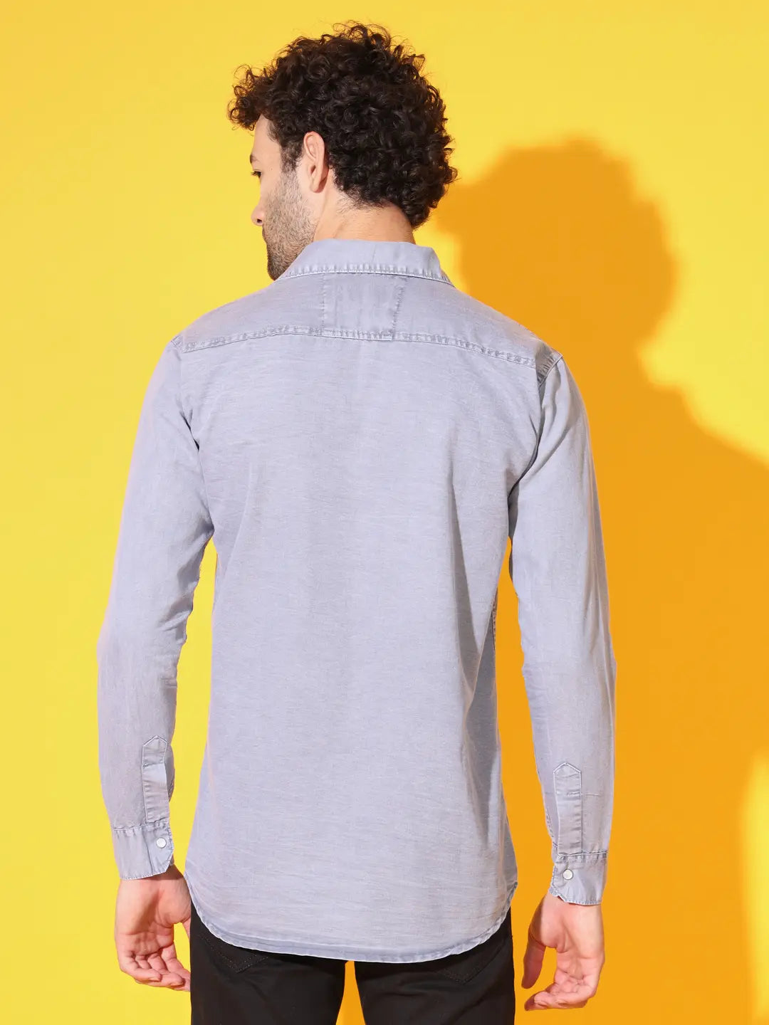 STYLISH DOUBLE POCKET PRINTED RFD LIGHT GREY SHIRT