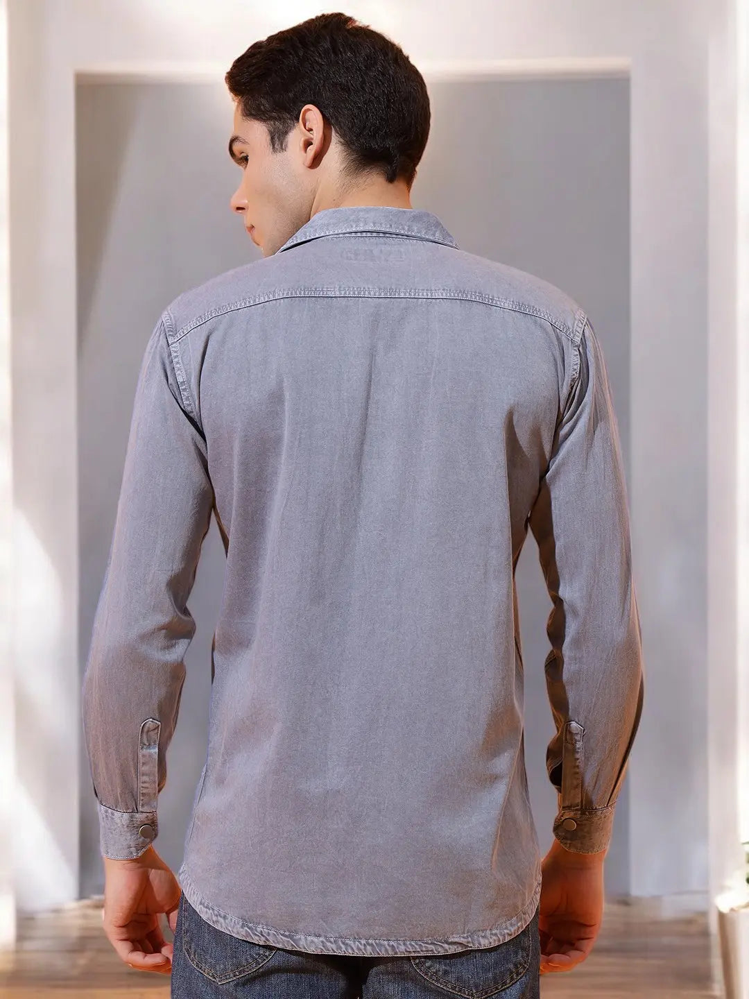 DOUBLE PATCH POCKET COTTON RFD GREY SHIRT